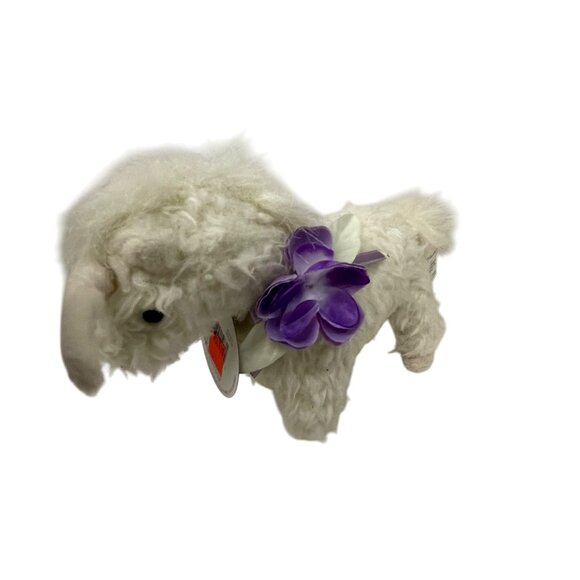 Little Fleury Unicorn Plush Toy With Purple Flower Ribbon 9" - Picture 2 of 6